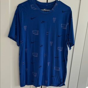 Nike Men's Blue Logo Print Tee